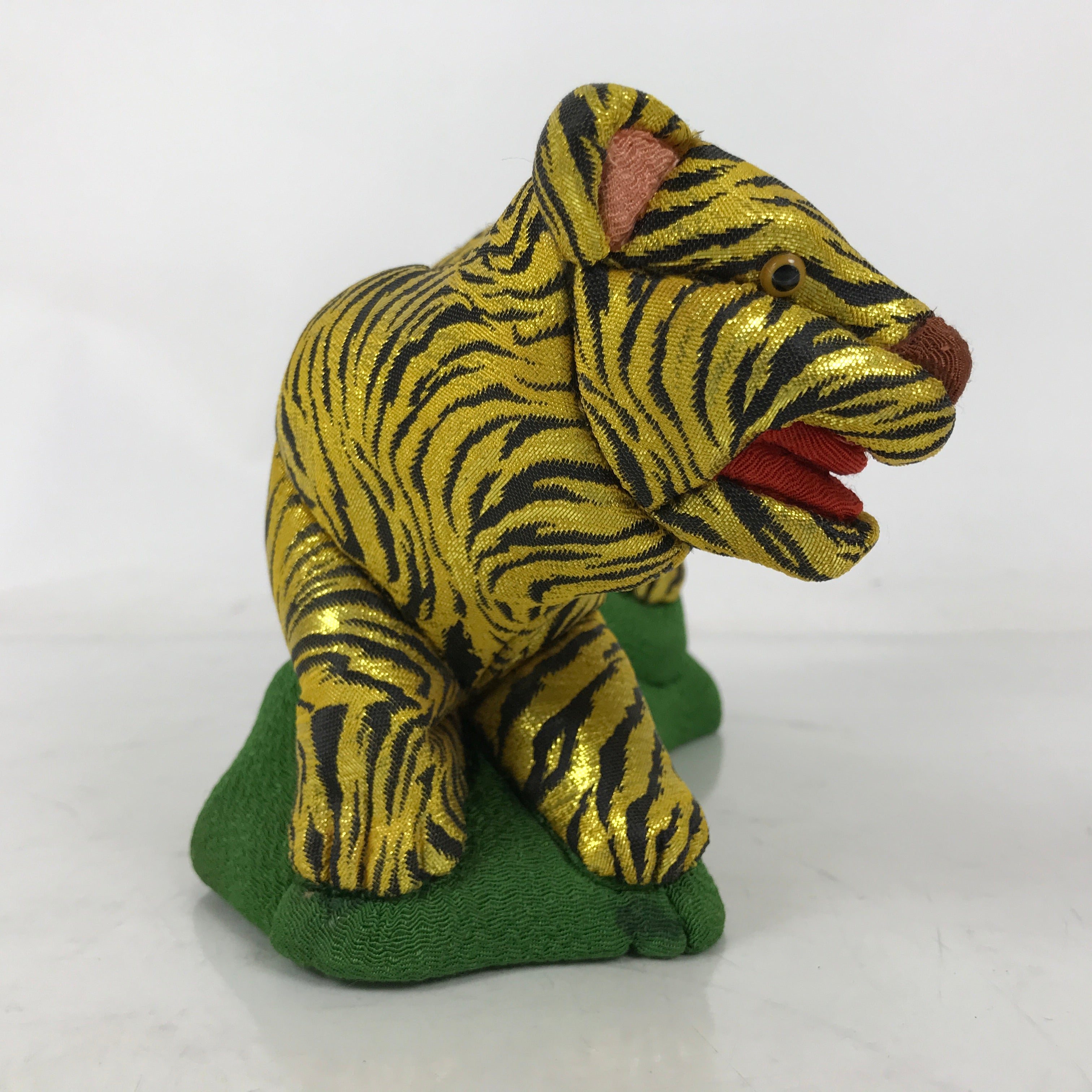 Japanese Zodiac Fabric Tiger Doll Vtg Kimekomi Ningyo Animal Yellow Tora ST25