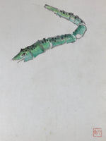 Japanese Zodiac Shikishi Art Board Painting Flying Snake Green A574