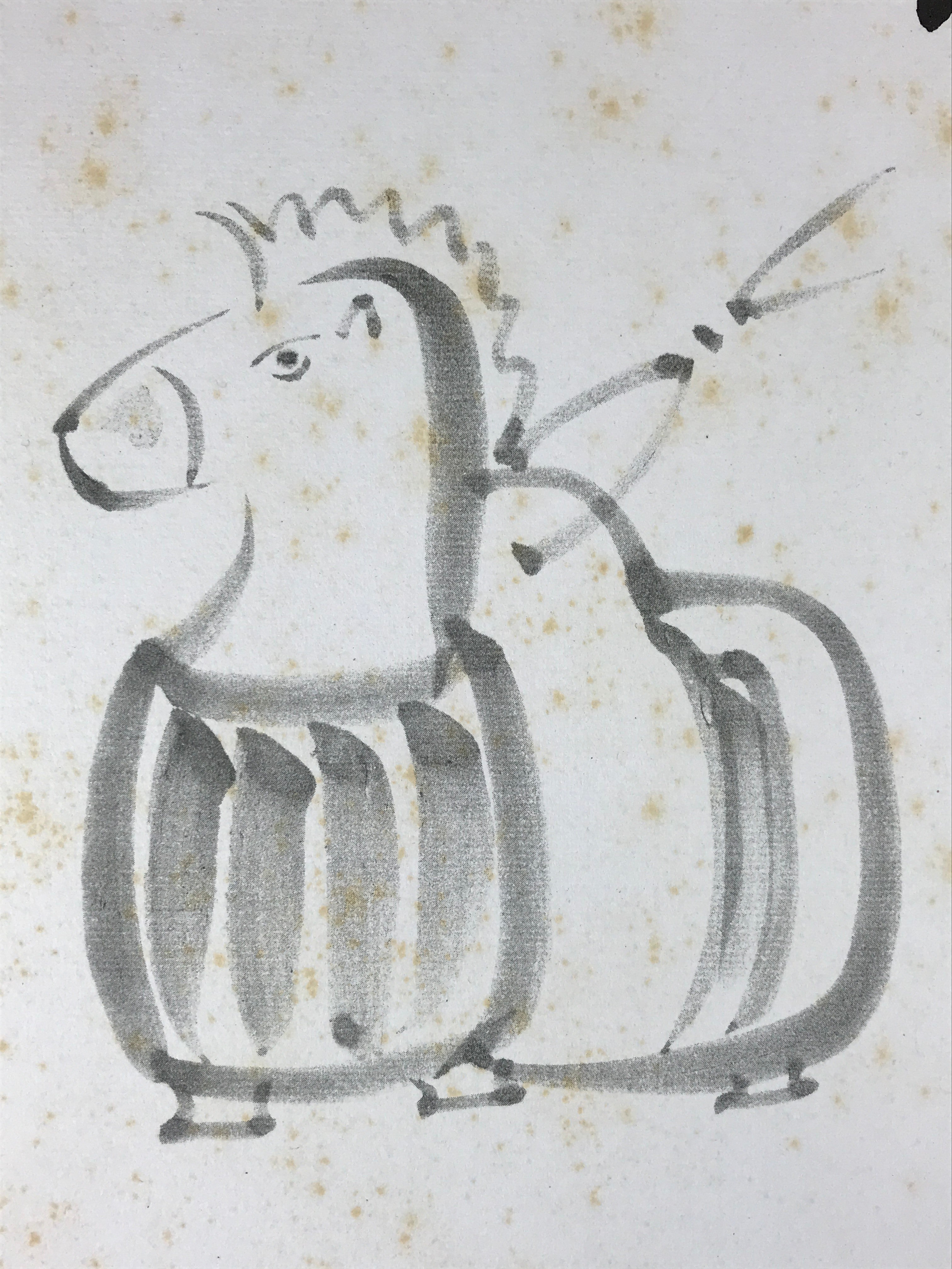 Japanese Zodiac Shikishi Art Board Painting Horse Clay Bell Dorei Black A604