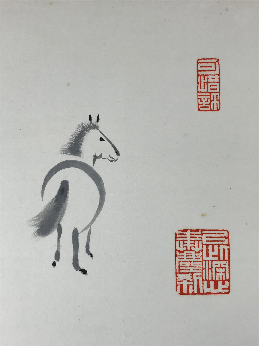 Japanese Zodiac Shikishi Art Board Painting Horse Monochrome Black White A596