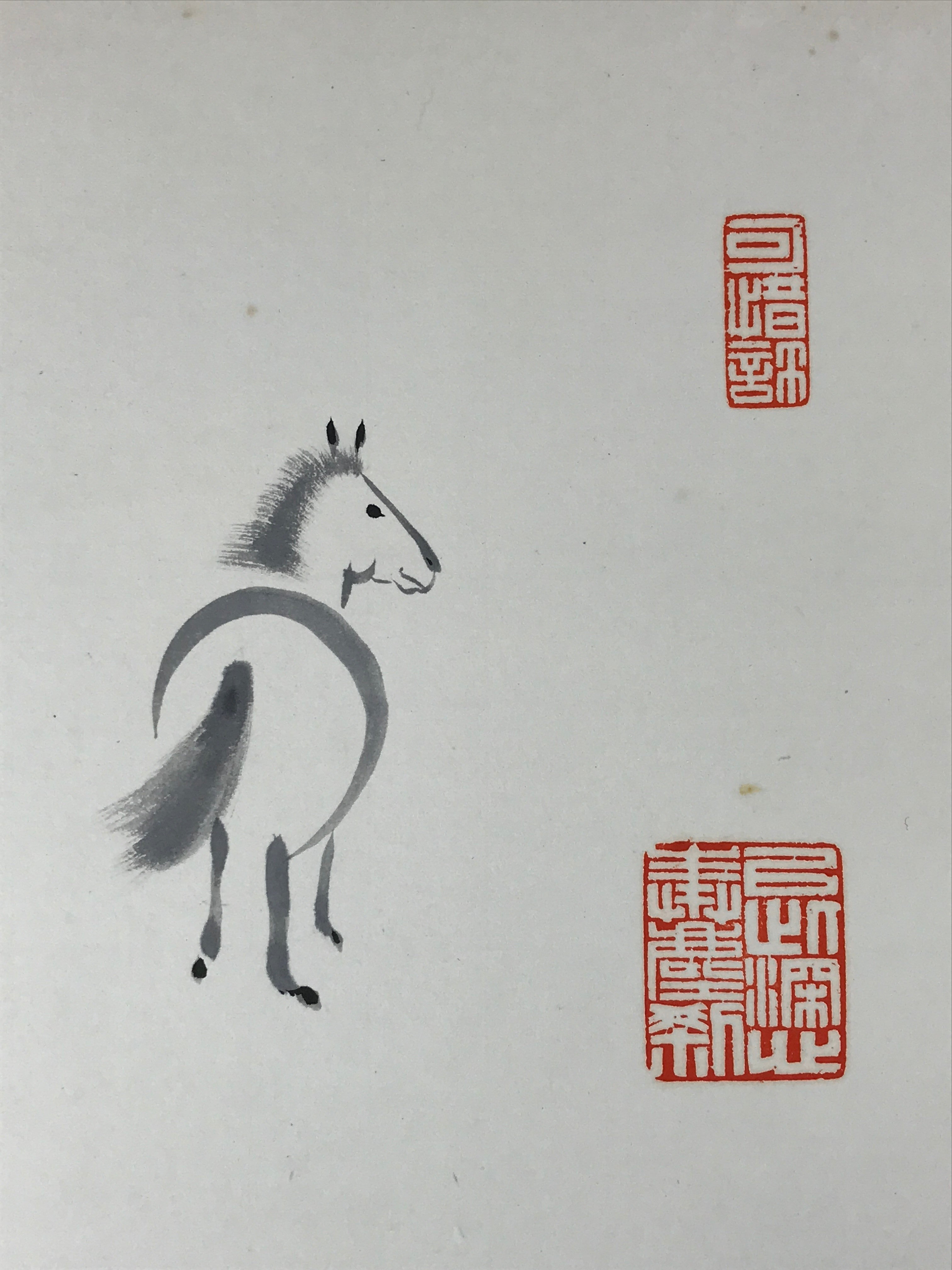 Japanese Zodiac Shikishi Art Board Painting Horse Monochrome Black White A596