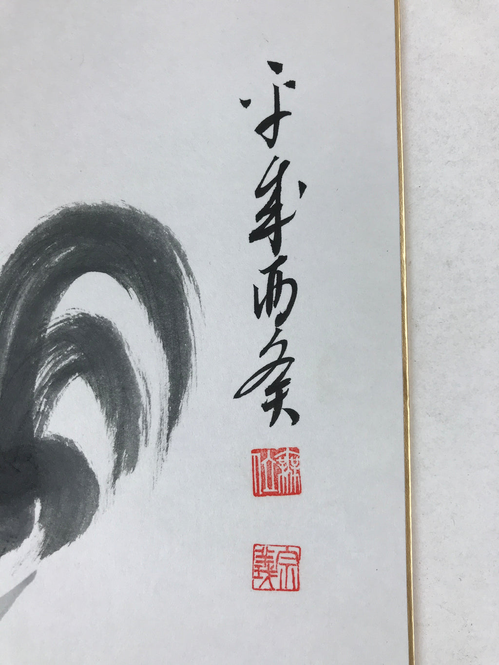 Japanese Zodiac Shikishi Art Board Painting Rooster Monochrome Black White A581