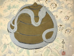 Japanese Zodiac Shikishi Art Board Painting Snake Gold Silver Floral A589