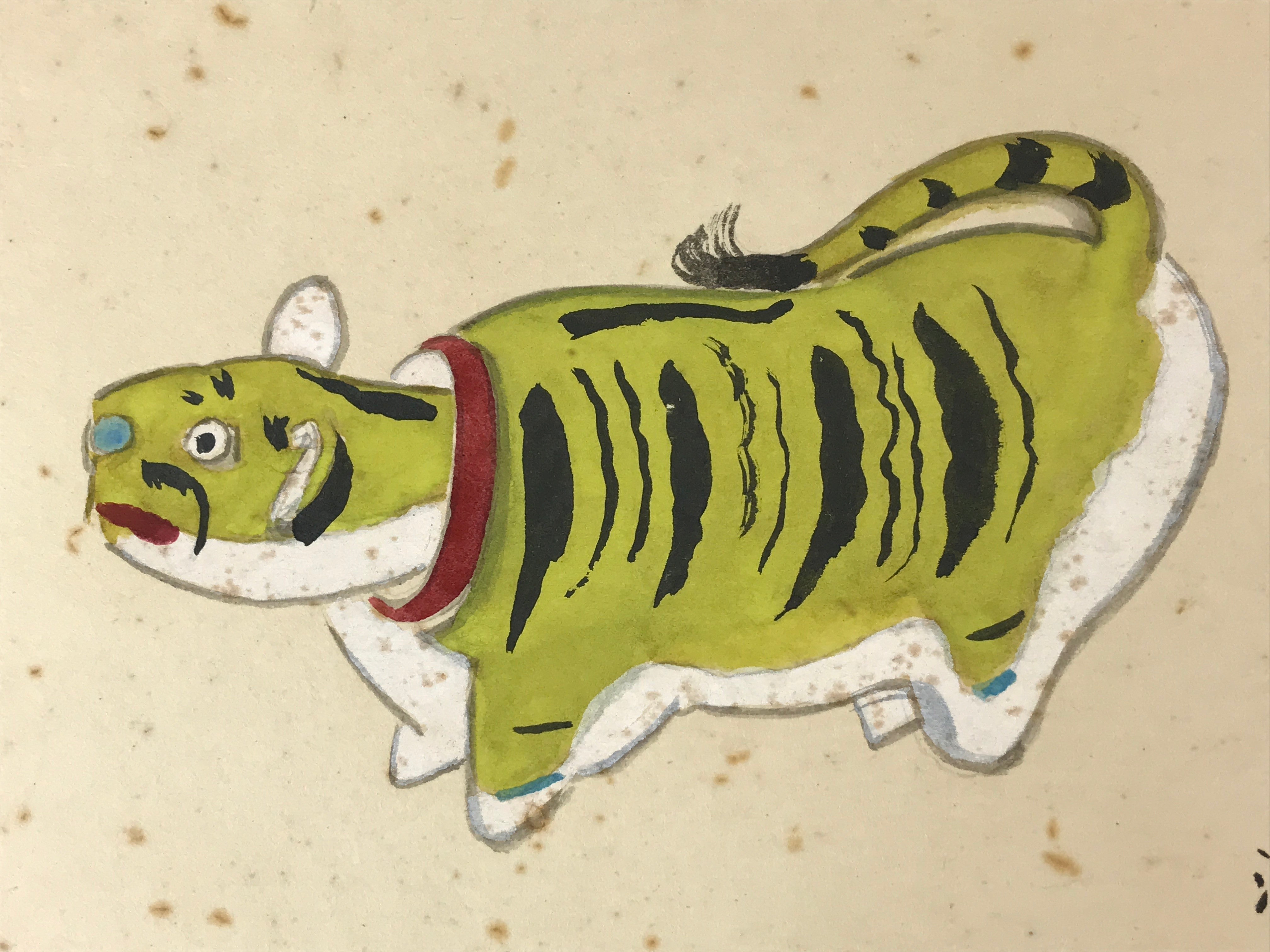 Japanese Zodiac Shikishi Art Board Painting Tiger Beko Folk Toy
