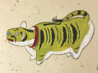 Japanese Zodiac Shikishi Art Board Painting Tiger Beko Folk Toy Yellow A595