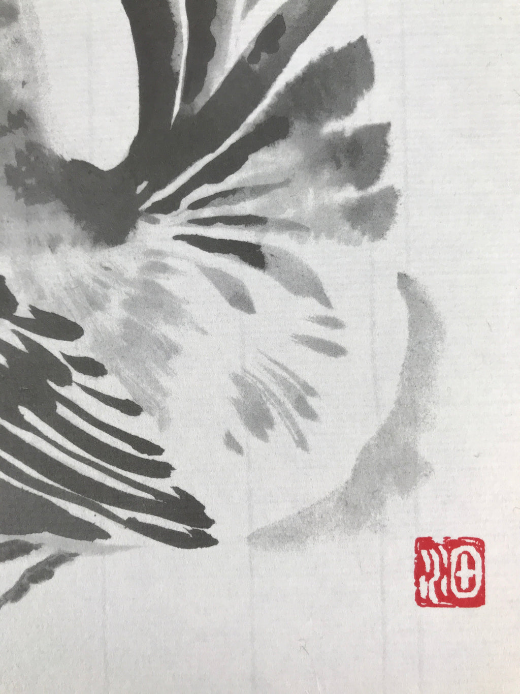 Japanese Zodiac Shikishi Art Board Painting Vtg Rooster Proverb Black Kanji A666