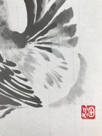 Japanese Zodiac Shikishi Art Board Painting Vtg Rooster Proverb Black Kanji A666