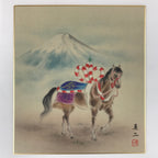 Japanese Zodiac Shikishi Art Board Reproduction Horse Mount Fuji Kotobuki A611