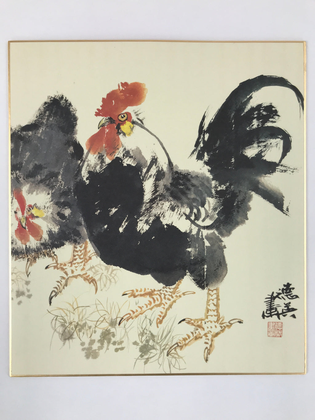 Japanese Zodiac Shikishi Art Board Reproduction Rooster Realistic Style A613