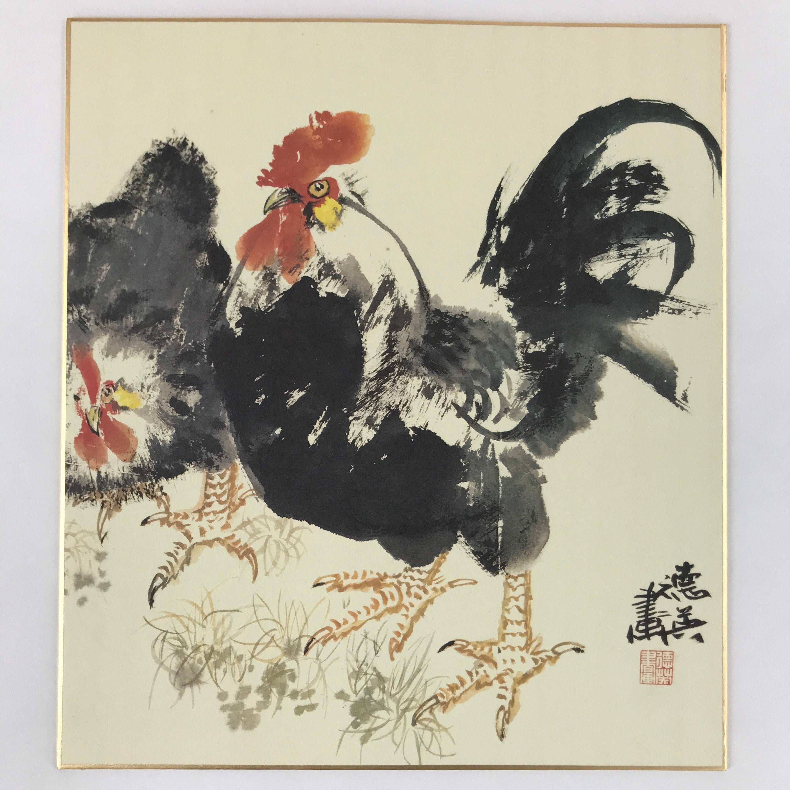 Japanese Zodiac Shikishi Art Board Reproduction Rooster Realistic Style A613