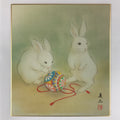 Japanese Zodiac Shikishi Art Board Reproduction Two Rabbits Temari Ball A612