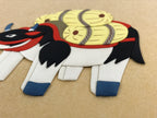 Japanese Zodiac Shikishi Art Board Vtg Oshie Zaiku Fabric Silk Craft Cow A570
