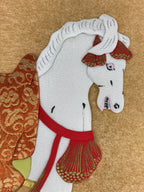 Japanese Zodiac Shikishi Art Board Vtg Oshie Zaiku Fabric Silk Craft Horse A572