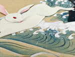 Japanese Zodiac Shikishi Art Board Vtg Oshie Zaiku Fabric Silk Craft Rabbit A571