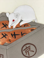 Japanese Zodiac Shikishi Art Board Vtg Oshie Zaiku Fabric Silk Craft Rat A564