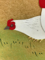 Japanese Zodiac Shikishi Art Board Vtg Oshie Zaiku Fabric Silk Rooster A567