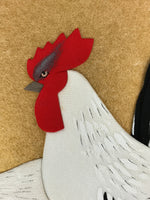 Japanese Zodiac Shikishi Art Board Vtg Oshie Zaiku Fabric Silk Rooster A567