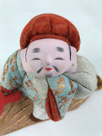 Japanese Zodiac Silk Fabric Boar Doll Vtg Kimekomi Ningyo Animal Daikokuten ST36
