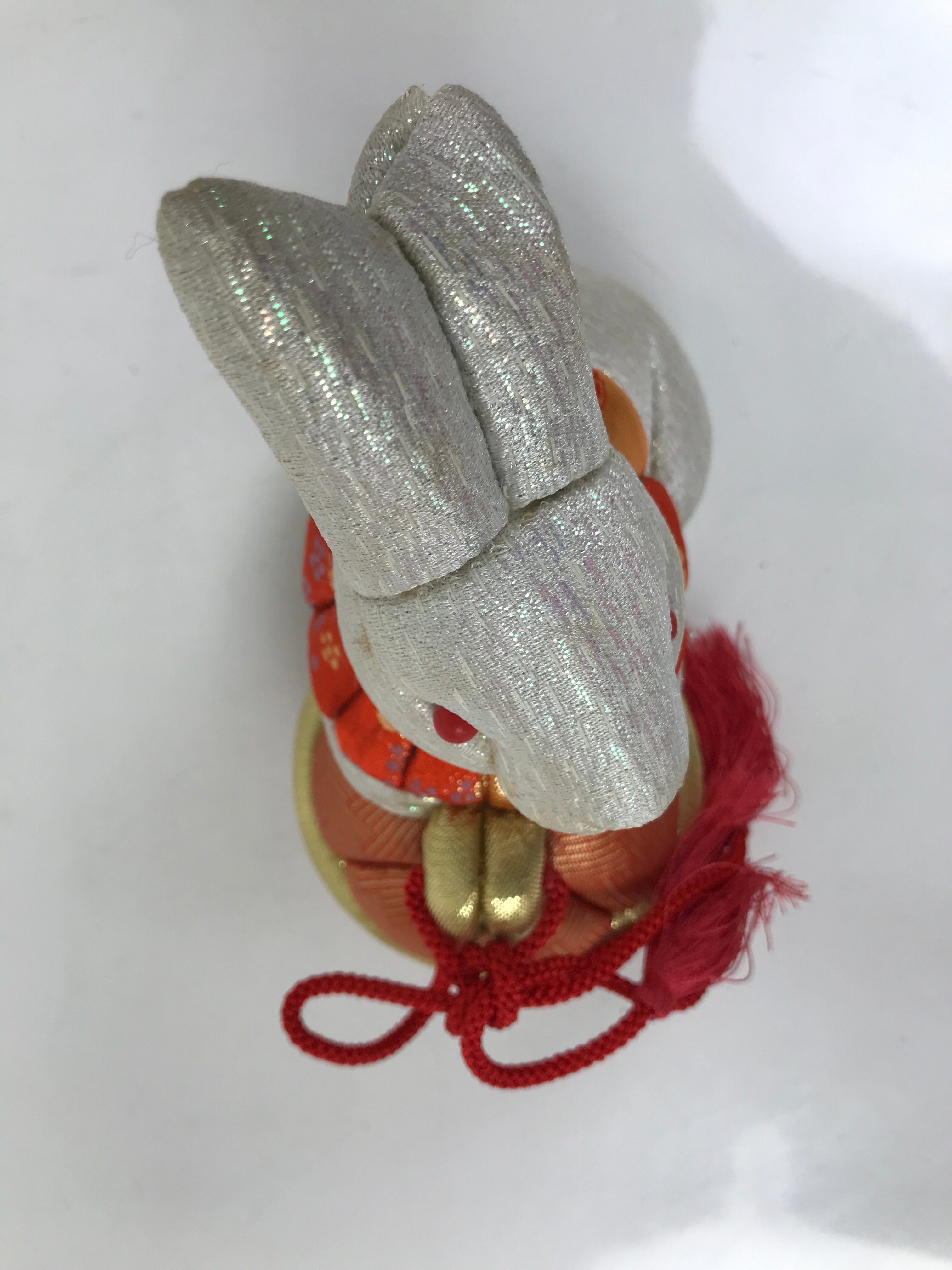 Japanese Zodiac Silk Fabric Rabbit Doll Vtg Kimekomi Ningyo Animal Usagi ST35