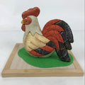 Japanese Zodiac Silk Fabric Rooster Doll Vtg Kimekomi Ningyo Animal w/Stand ST34