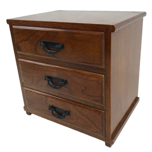 Japanese Brushed Lacquer Wood Tansu Storage Chest Vtg Haribako 3 Drawers T389