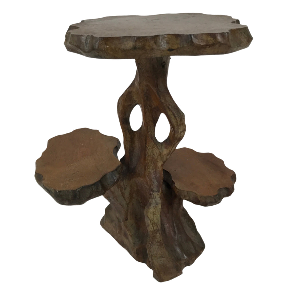Japanese Carved Wood Flower Vase Stand Kadai Board Shelf Ikebana Bonsai WT556