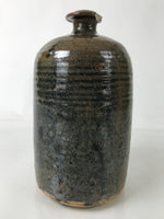 Japanese Ceramic Sake Bottle Kayoi-Tokkuri Vtg Glossy Black Brown TS776