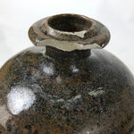 Japanese Ceramic Sake Bottle Kayoi-Tokkuri Vtg Glossy Black Brown TS776