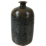 Japanese Ceramic Sake Bottle Kayoi-Tokkuri Vtg Glossy Black Brown TS776