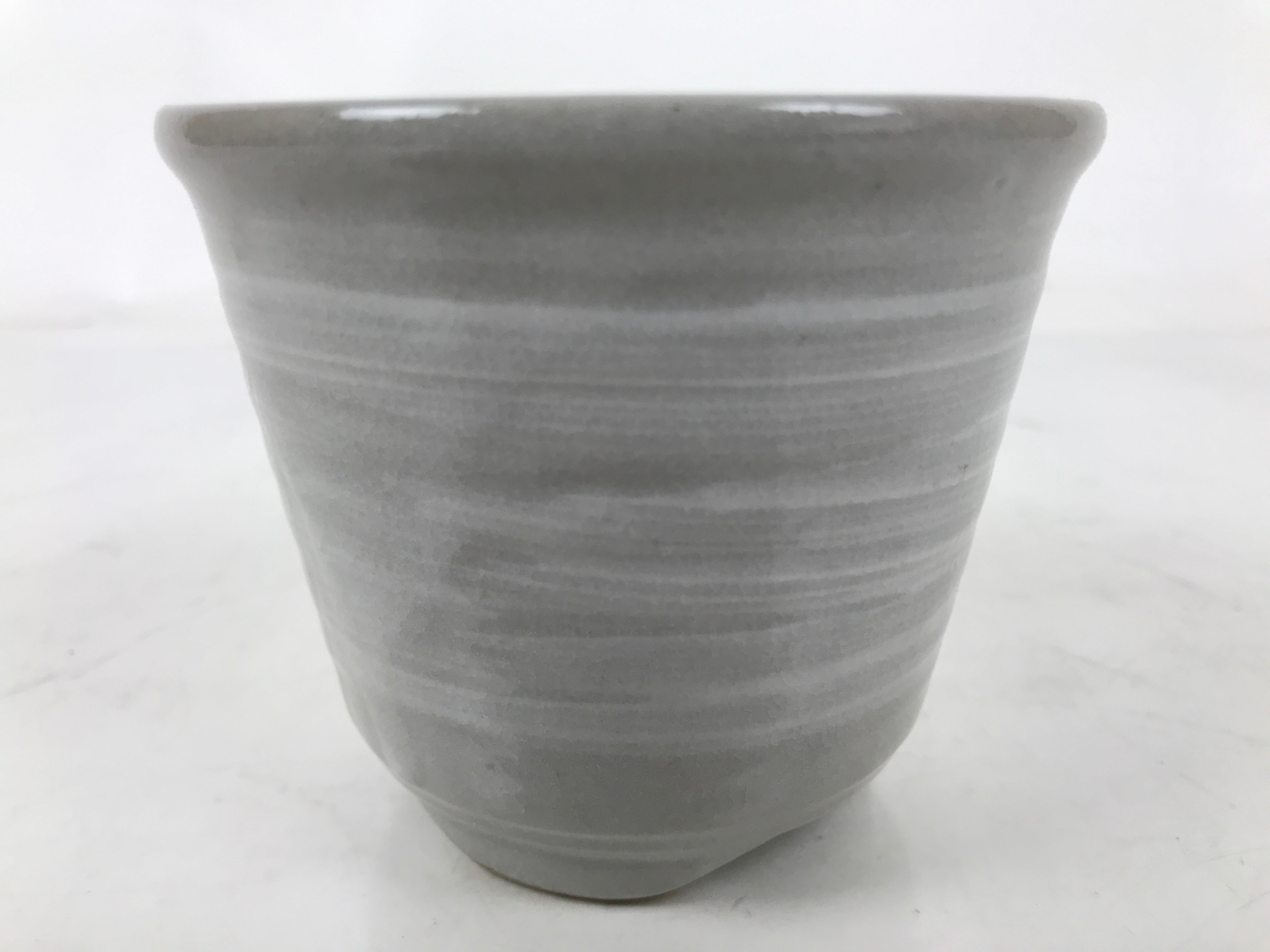 Japanese Ceramic Yunomi Teacup Vtg Pottery Gray White Yakimono Sencha TC565