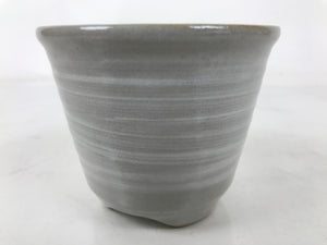 Japanese Ceramic Yunomi Teacup Vtg Pottery Gray White Yakimono Sencha TC565
