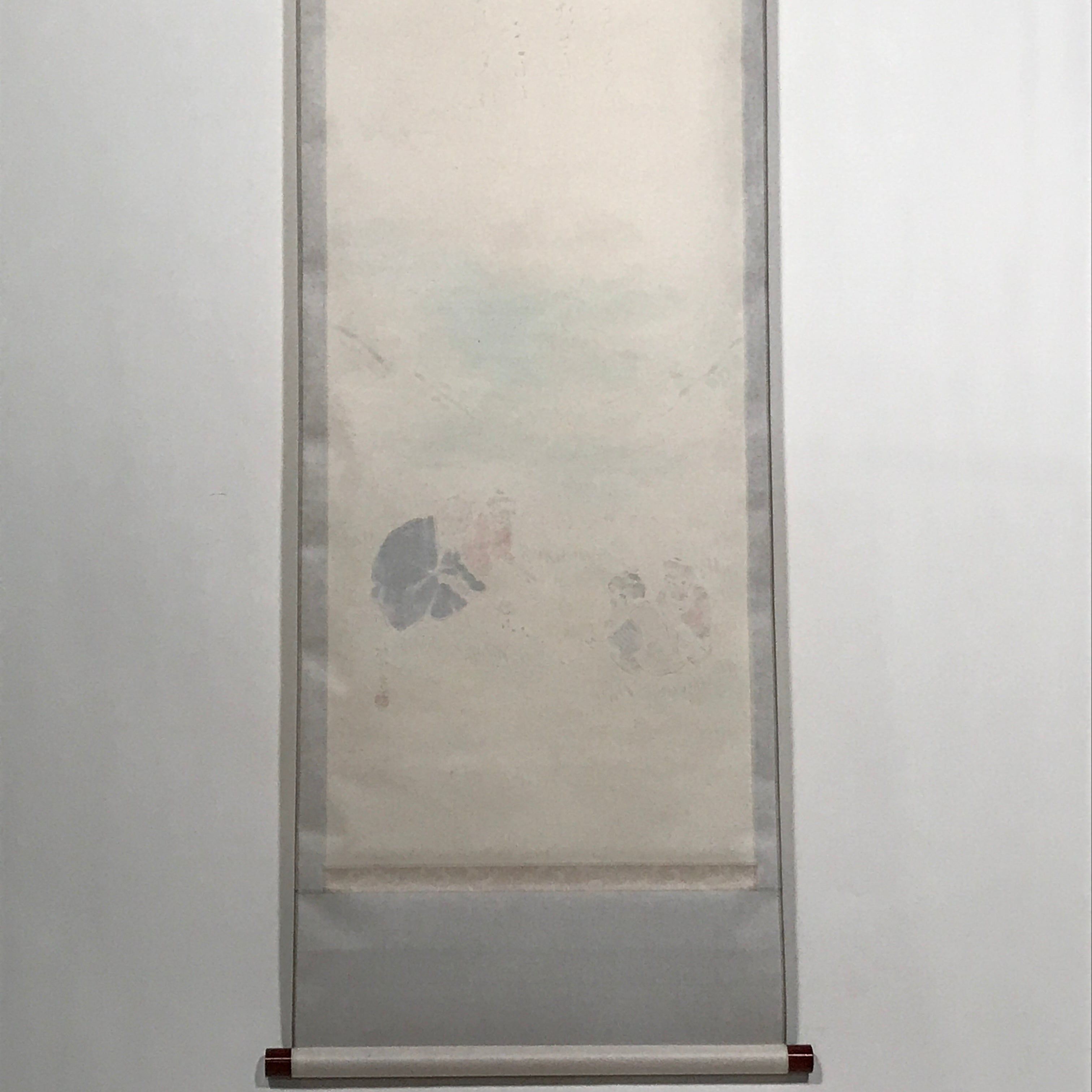 Japanese Hanging Scroll Elderly People Kids Playing Calligraphy Poem KJ15