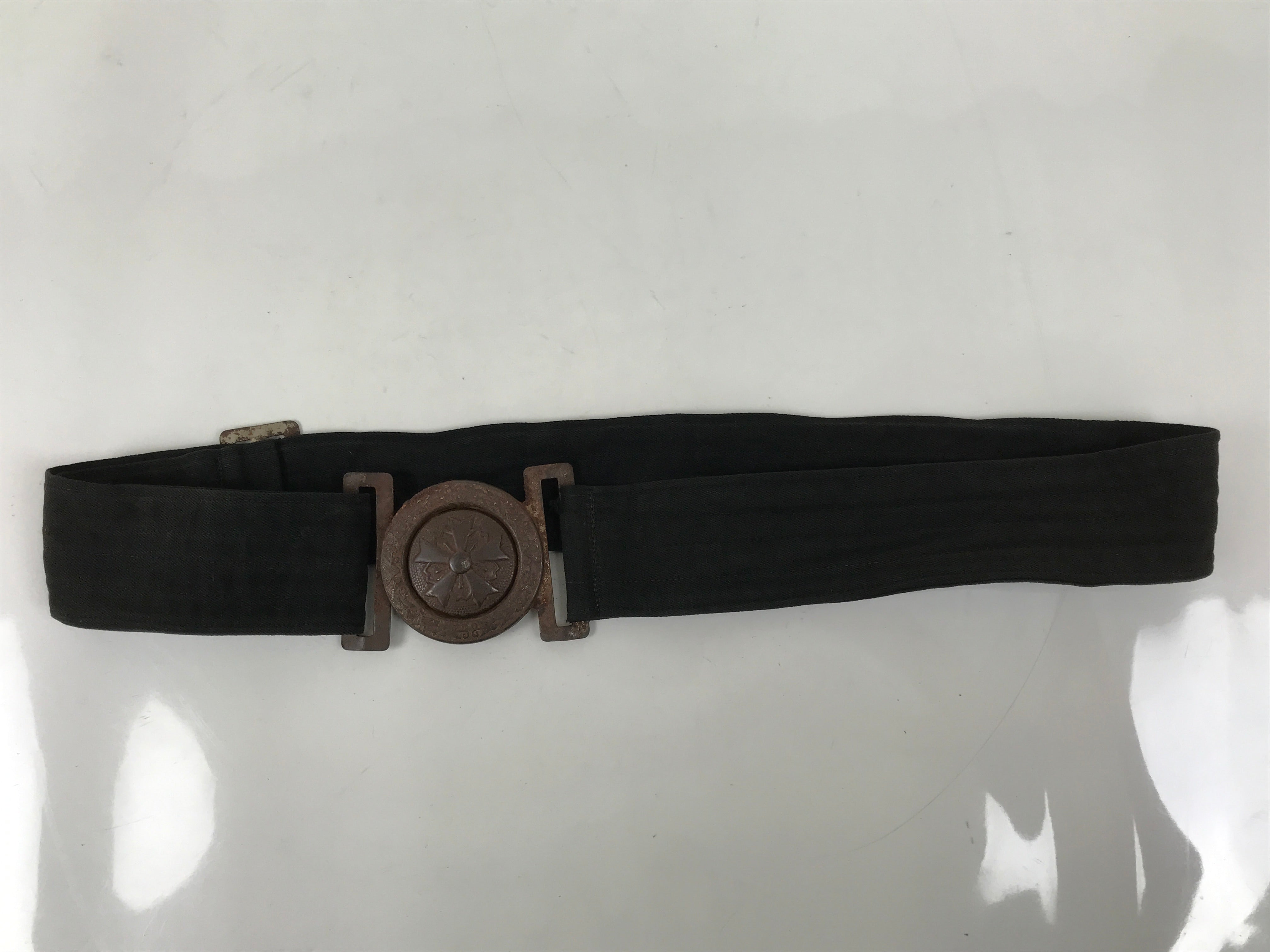 Japanese WWII Firefighter Casual Uniform Belt Vtg Fire Brigade Metal Crest MK19