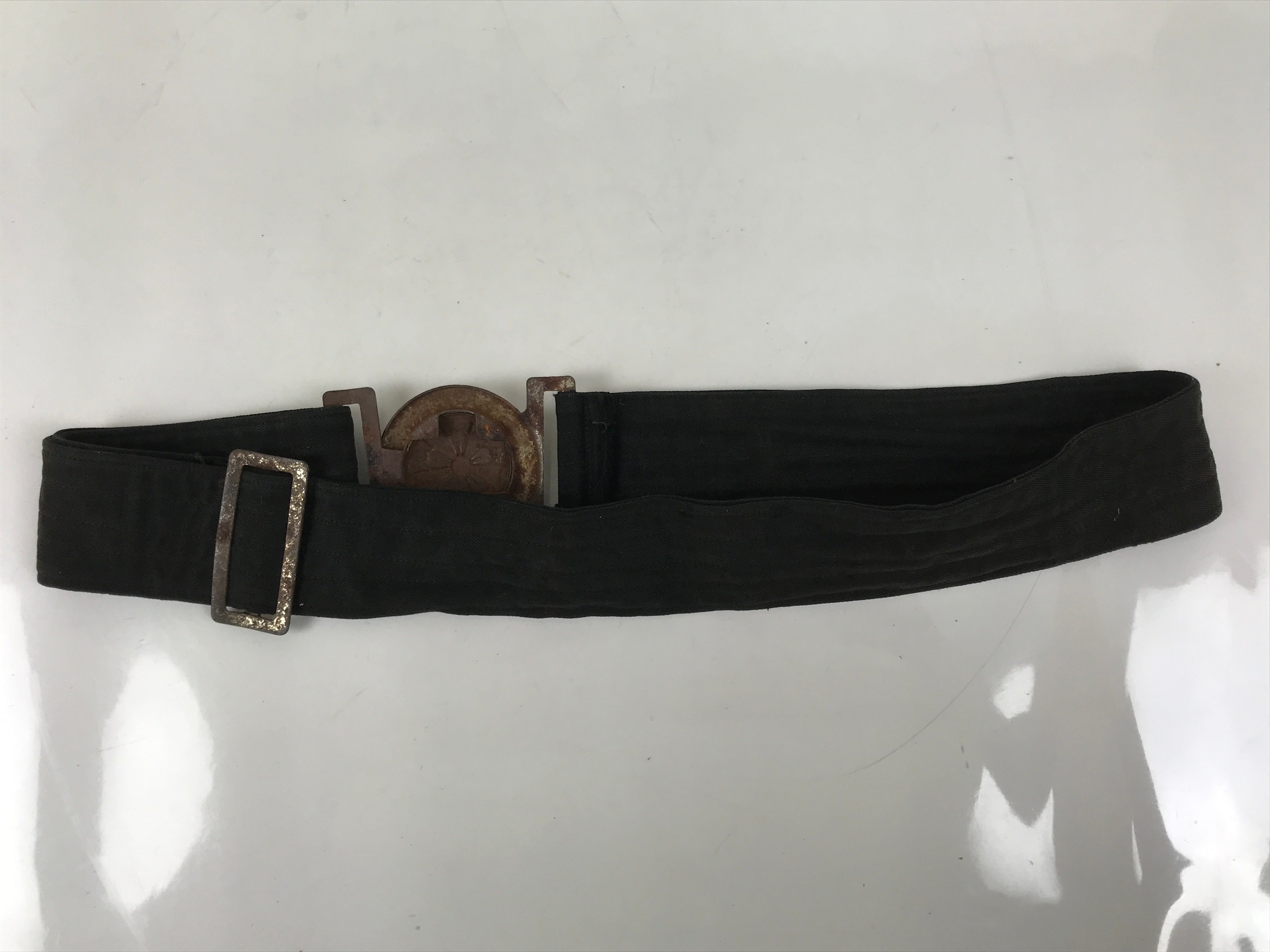 Japanese WWII Firefighter Casual Uniform Belt Vtg Fire Brigade Metal Crest MK19