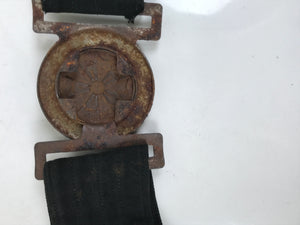 Japanese WWII Firefighter Casual Uniform Belt Vtg Fire Brigade Metal Crest MK19