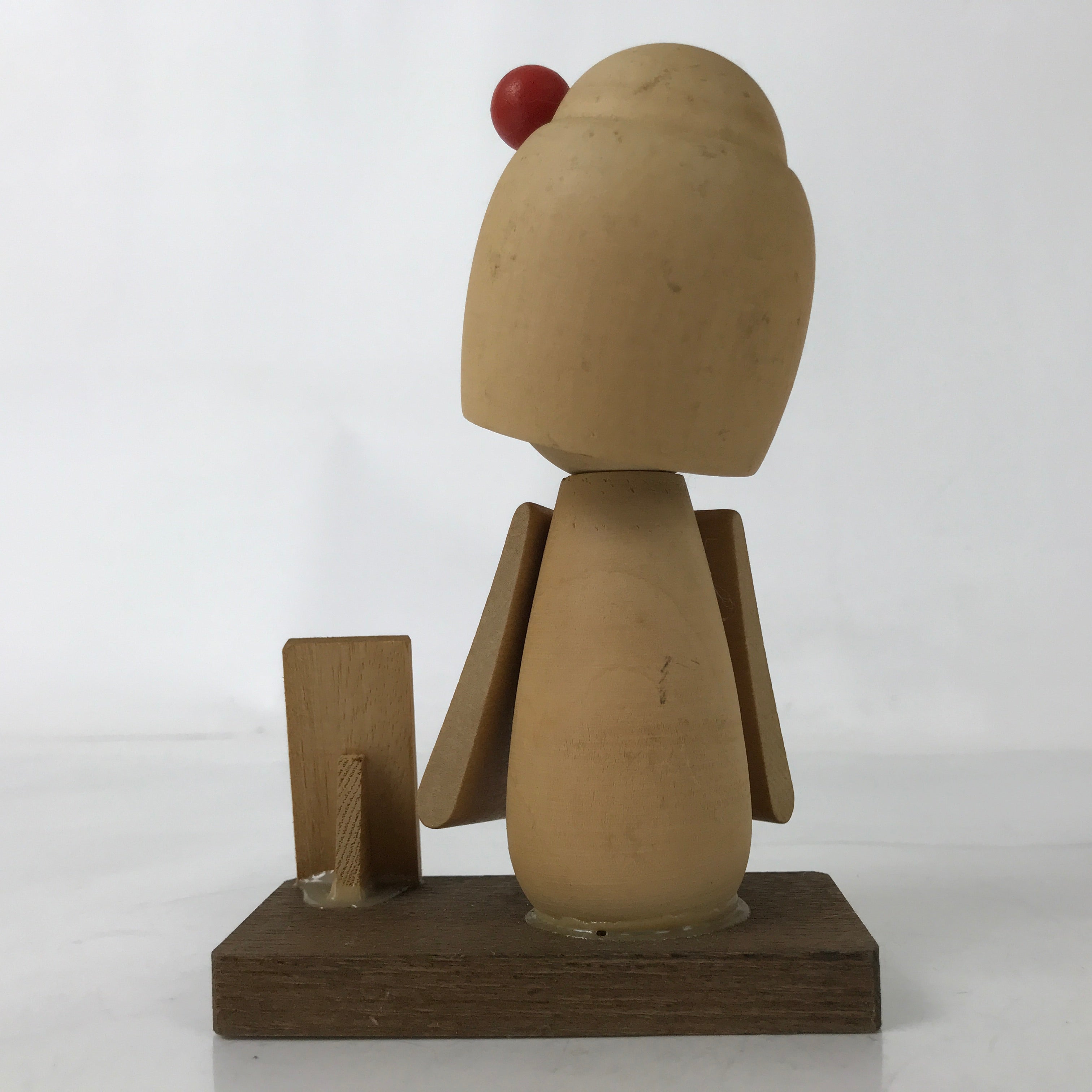 Japanese Wooden Kokeshi Doll Vtg Hagi Souvenir Smiling Orange KF732