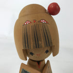 Japanese Wooden Kokeshi Doll Vtg Hagi Souvenir Smiling Orange KF732