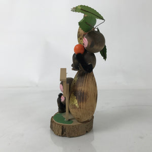 Japanese Wooden Kokeshi Doll Vtg Monkey Fruits Gourd Shodoshima Souvenir KF726