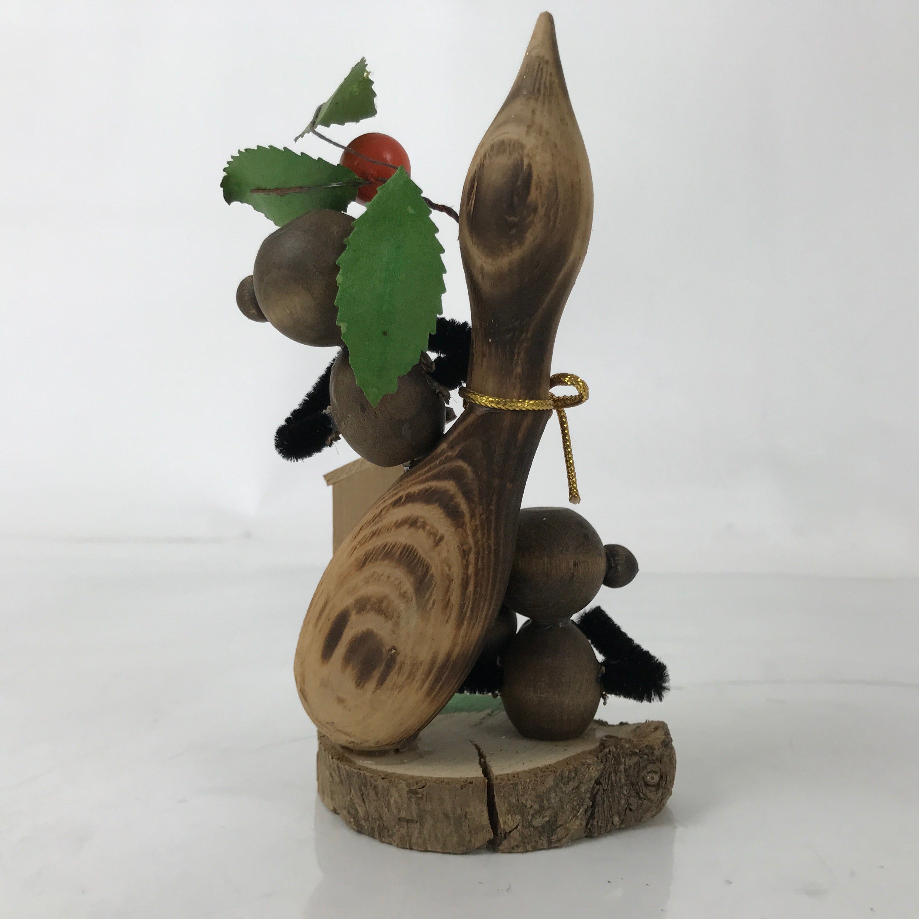 Japanese Wooden Kokeshi Doll Vtg Monkey Fruits Gourd Shodoshima Souvenir KF726