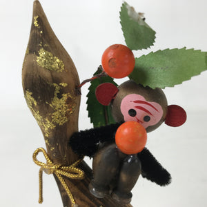 Japanese Wooden Kokeshi Doll Vtg Monkey Fruits Gourd Shodoshima Souvenir KF726