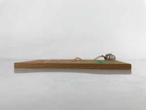 Japanese Wooden Shrine Plaque Ema Vtg Tiger Bamboo Suwa Taisha Bell EM83