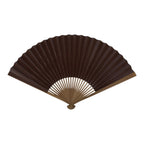Japanese Large Paper Folding Fan Vtg Sensu Bamboo Frame Glossy Dark Brown 5D45-AD - Fan-chidorivintage.com
