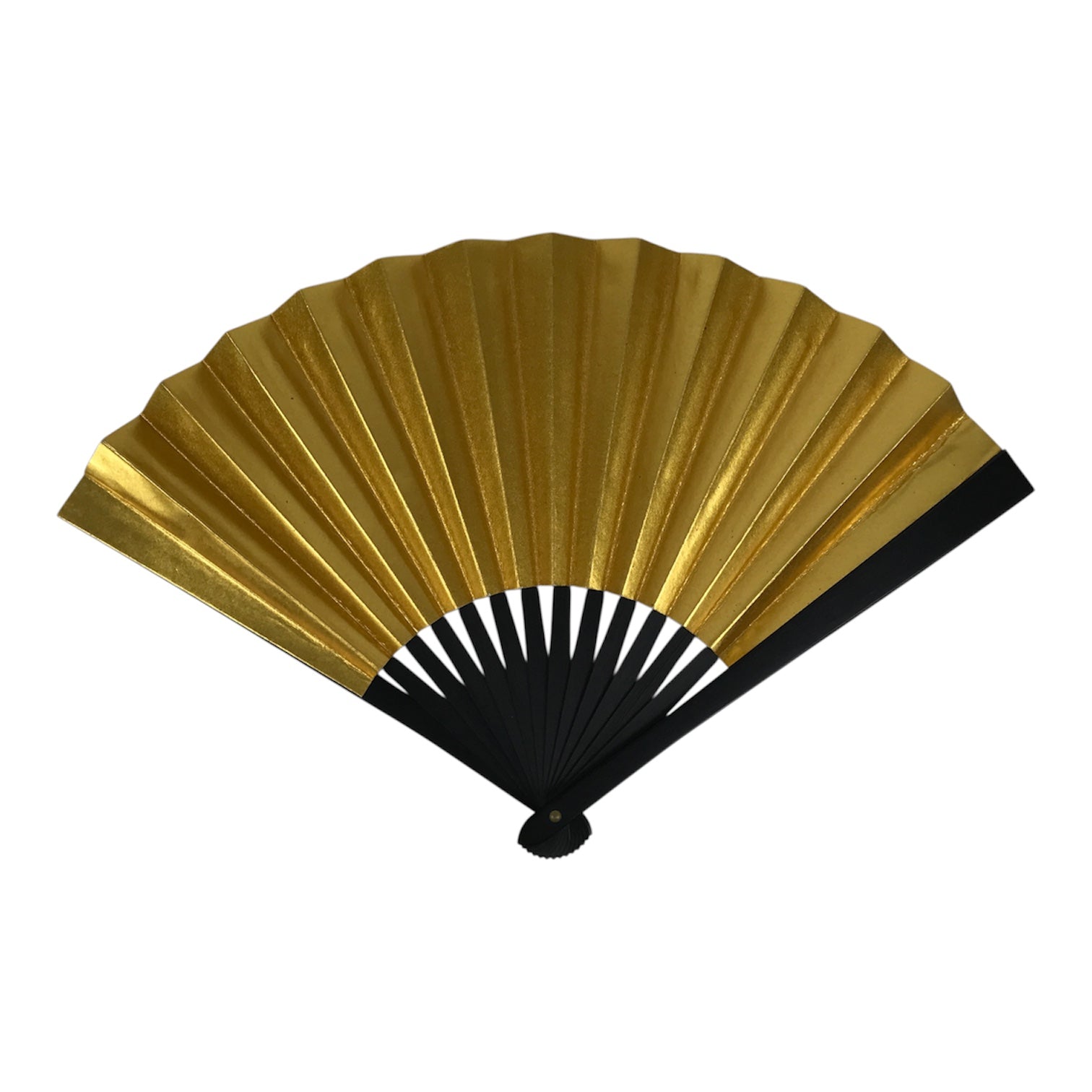 Japanese Paper Folding Fan Sensu Vtg Black Metal Frame Decorative Gold 5D46-AD - Fan-chidorivintage.com