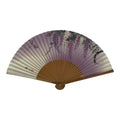 Japanese Paper Folding Fan Vtg Sensu Bamboo Frame Purple Wisteria Flowers 5D52-AD - Fan-chidorivintage.com