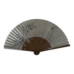 Japanese Paper Folding Fan Vtg Sensu Bamboo Frame Silver Plants Dragonfly 5D53-AD - Fan-chidorivintage.com