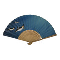 Japanese Paper Folding Fan Vtg Sensu Bamboo Cutout Frame Penguins Blue 5D54-AD - Fan-chidorivintage.com