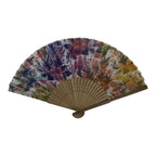 Japanese Fabric Folding Fan Sensu Vtg Bamboo Frame Rainbow Color Flowers 5D57-AD - Fan-chidorivintage.com