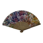 Japanese Fabric Folding Fan Sensu Vtg Bamboo Frame Rainbow Color Flowers 5D57-AD - Fan-chidorivintage.com