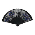 Japanese Fabric Folding Fan Sensu Vtg Black Bamboo Frame Purple Iris Flower 5D59-AD - Fan-chidorivintage.com