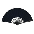 Japanese Fabric Folding Fan Sensu Vtg Black Bamboo Frame Plain Navy Blue 5D63-AD - Fan-chidorivintage.com